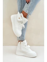 Vysoké tenisky s kapsičkou na platformě bílé Saramis