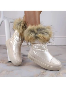 Dámské sněhule INT1924B sněhule na platformě z umělé kožešiny MM274380 Světle béžová - Big Star