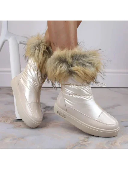 Dámské sněhule INT1924B sněhule na platformě z umělé kožešiny MM274380 Světle béžová - Big Star