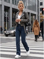 Jeansy damskie wide leg z wysokim stanem granatowe model 22319383 - FashionStreet Jeansy damskie wide leg z wysokim stanem granatowe model 22319383 - FashionStreet