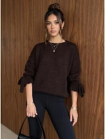 Sweter damski oversize czekoladowy FashionStreet MY2571 Sweter damski oversize czekoladowy FashionStreet MY2571