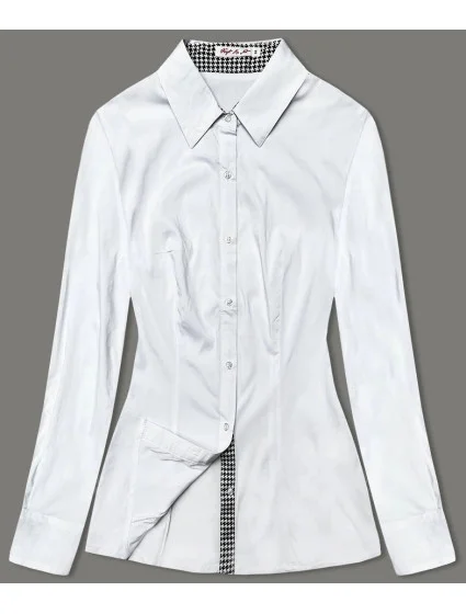 Bílá halenka s pepitovýmii vsadkami (WD16113)