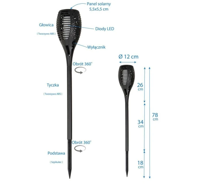 SOLÁRNÍ SVÍTILNA TANČÍCÍ PLAMENY 12X12X78CM 36 LED XXXL SOLÁRNÍ SVÍTILNA TANČÍCÍ PLAMENY 12X12X78CM 36 LED XXXL