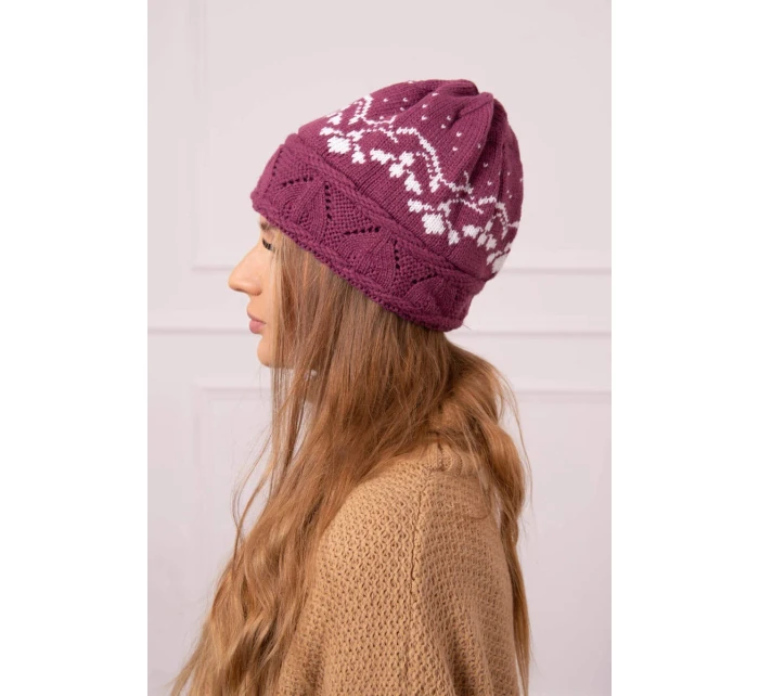 Dámská čepice Kira K374 dark purple+white Dámská čepice Kira K374 dark purple+white