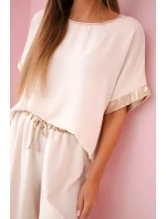 Viskózový komplet se zlatým lemováním béžový Viskózový komplet se zlatým lemováním béžový