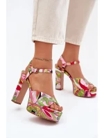 Vzory Sandály Na Podpatku A Platformě Růžovo-Zelené Slaria Vzory Sandály Na Podpatku A Platformě Růžovo-Zelené Slaria