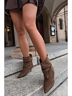 Přezkové kotníkové boty typu Slouchy na podpatku Khaki Loralia Přezkové kotníkové boty typu Slouchy na podpatku Khaki Loralia