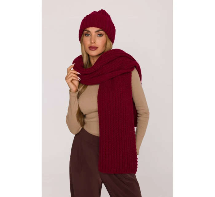 model 21417252 Žebrovaná šála bordó - Moe