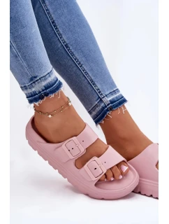 Dámské pěnové pantofle na platformě – růžové