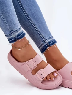 Dámské pěnové pantofle na platformě – růžové