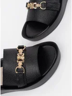 Praktické  nazouváky dámské černé na plochém podpatku