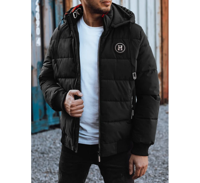 Pánská prošívaná zimní bunda s kapucí černá FashionStreet TX4948