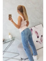 Halenka bez ramínek s volánky, pudrově růžová Halenka bez ramínek s volánky, pudrově růžová