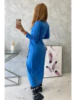 Sweter długi kardigan wiązany w talii jeansowy