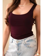 Dámská halenka na ramínkách s výstřihem bordó