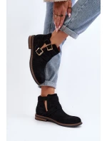 Dámské boty na ploché podrážce s pásky černé model 21647710 - Boto Dámské boty na ploché podrážce s pásky černé model 21647710 - Boto