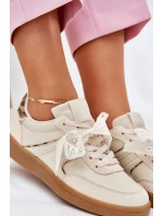 Nízké Dámské Tenisky S Krajkou Leopardí Béžové Zielle