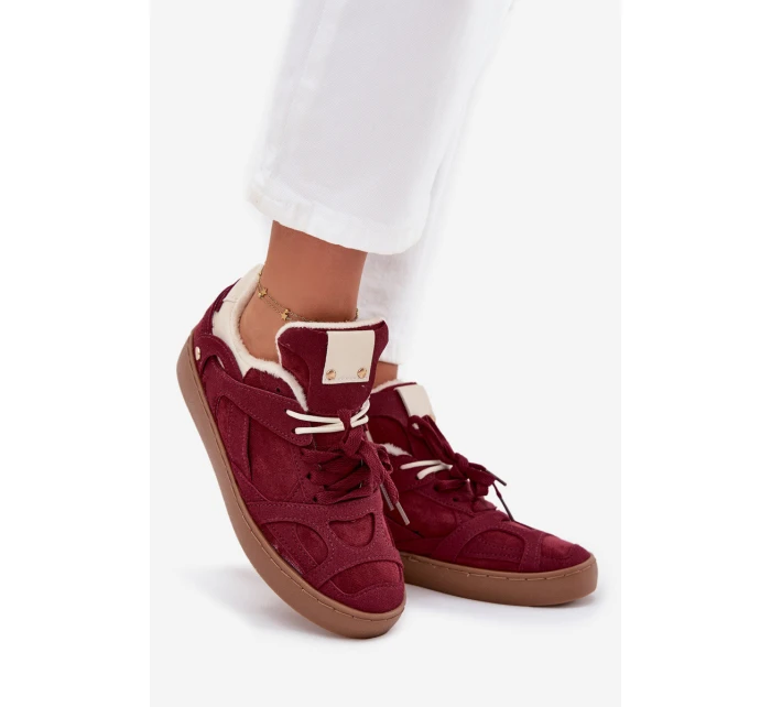 Dámské tenisky na platformě s vyhříváním kožešiny Bordó Solvia Dámské tenisky na platformě s vyhříváním kožešiny Bordó Solvia