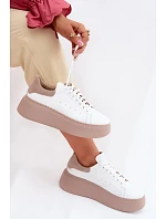 Kožené dámské tenisky na platformě Zazoo N408S2 bílé