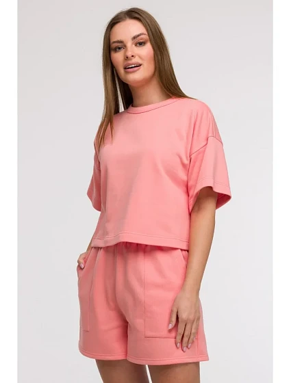 mikina s krátkým rukávem korálová model 21047210 - BeWear