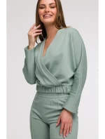 Široké kalhoty s předními  mátové model 21047270 - BeWear