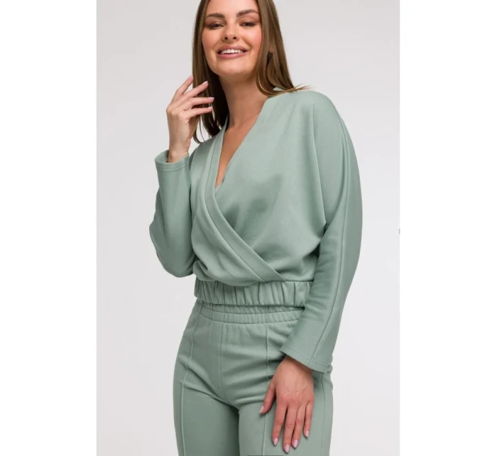 Široké kalhoty s předními  mátové model 21047270 - BeWear