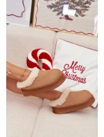 Dámské pantofle s kožíškem – camel Eveline Dámské pantofle s kožíškem – camel Eveline