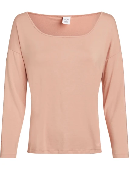 Dámský pyžamový top L/S CURVE NECK 000QS7006E FSR make-up - Calvin Klein