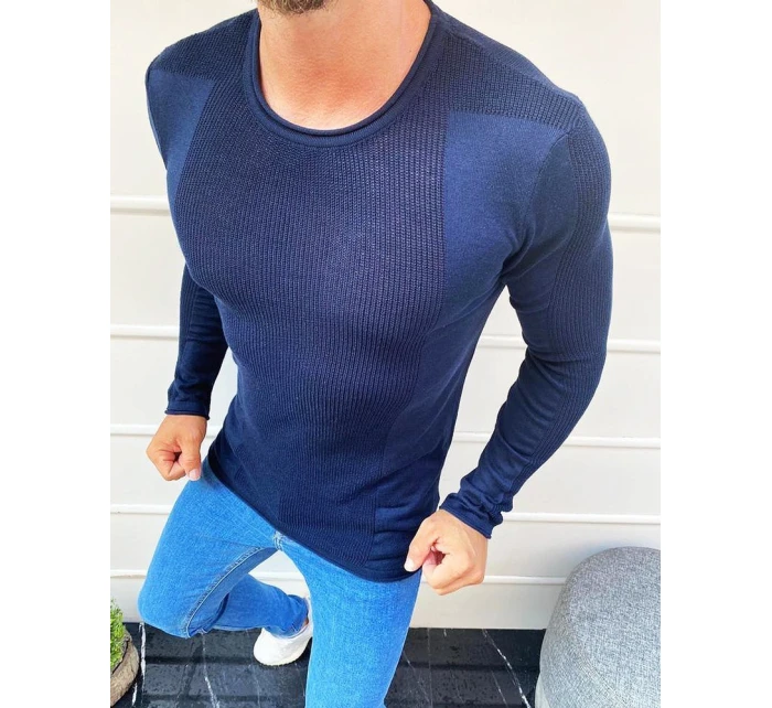 Pánský svetr přes hlavu tmavě modrý WX1586 Pánský svetr přes hlavu tmavě modrý WX1586