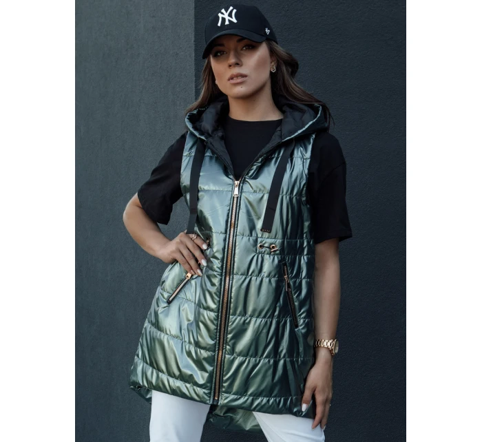 Dámská prošívaná vesta PIXIECODE tmavě zelená FashionStreet TY4445 Dámská prošívaná vesta PIXIECODE tmavě zelená FashionStreet TY4445