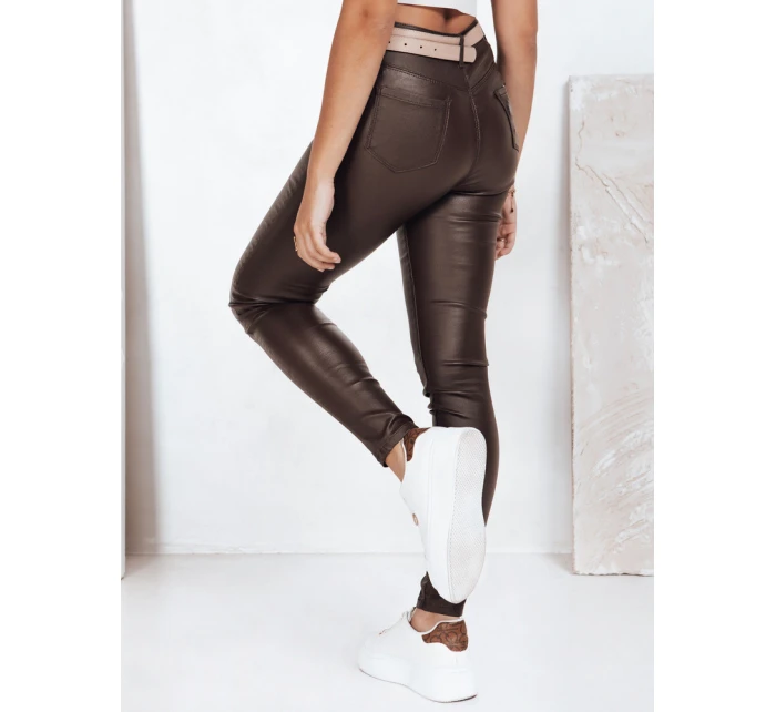 FashionStreet hnědé kalhoty z ekokůže UY2758 FashionStreet hnědé kalhoty z ekokůže UY2758