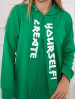 Oversize zelené šaty s kapucí