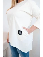 Dámská blůza Plus Size s delším zadním dílem a dlouhým rukávem světle béžová Dámská blůza Plus Size s delším zadním dílem a dlouhým rukávem světle béžová