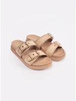 Krásné  nazouváky hnědé dámské na plochém podpatku