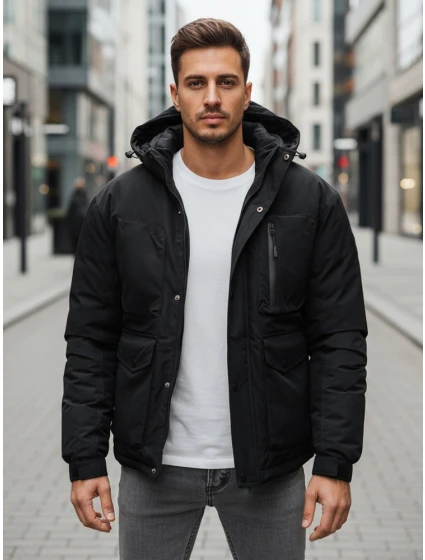Pánská zimní bunda s kapucí černá model 21994722 - Dstreet