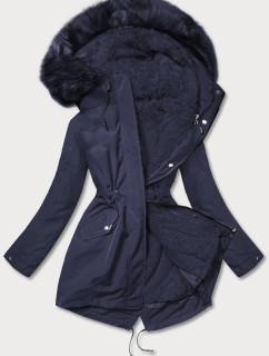 Tmavě modrá teplá dámská zimní bunda (W629BIG)
