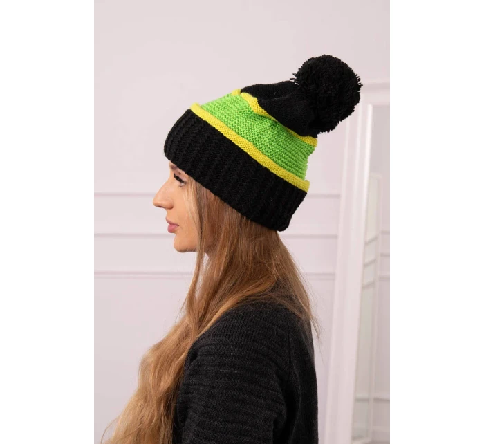 Kinga dámská čepice K297 black+kiwi+green neon