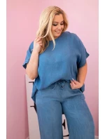 Dámská souprava Plus Size z halenka a kalhoty s vázáním model 21142688 - K-Fashion