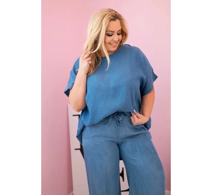 Dámská souprava Plus Size z halenka a kalhoty s vázáním model 21142688 - K-Fashion