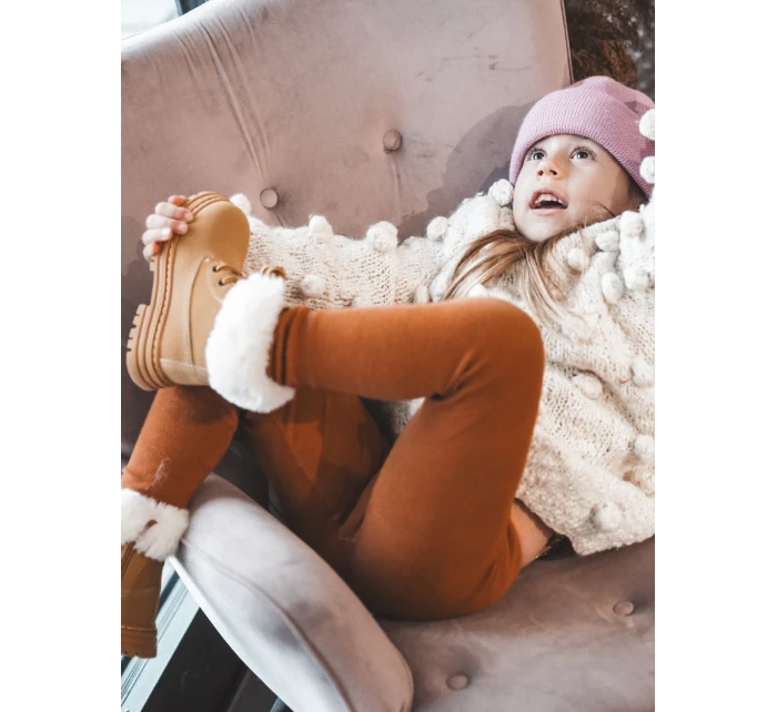 Dětské Trapery Botky na Zip s Kožešinou Camel model 21640125 - Boto