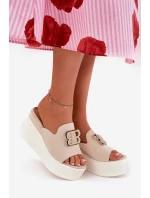 Sandal na platformě a klínu s ozdobou béžové model 21688179 - Boto Sandal na platformě a klínu s ozdobou béžové model 21688179 - Boto