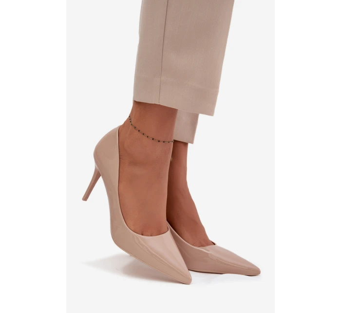 Lakované Eko Kožené Dámské Lodičky S  Béžové model 21711350 - Boto