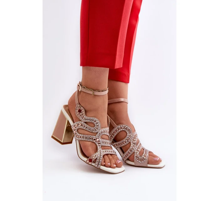 Zdobené dámské sandály na vysokém podpatku D&A Pink Zdobené dámské sandály na vysokém podpatku D&A Pink