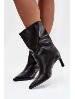 Dámské kotníkové boty na jehlovém podpatku z eko kůže Norell – černé