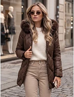 Dámská zimní prošívaná bunda LOVEINSIDE s kožešinou, hnědá, FashionStreet TY5052 Dámská zimní prošívaná bunda LOVEINSIDE s kožešinou, hnědá, FashionStreet TY5052