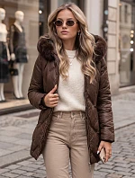 Dámská zimní prošívaná bunda LOVEINSIDE s kožešinou, hnědá, FashionStreet TY5052