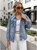 Dámská džínová bunda s odřenou modrou FashionStreet TY5687 Dámská džínová bunda s odřenou modrou FashionStreet TY5687