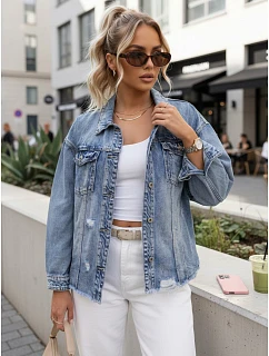 Dámská džínová bunda s odřenou modrou FashionStreet TY5687