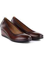 Dámské polobotky na podpatku hnědé model 22097259 - VINCEZA