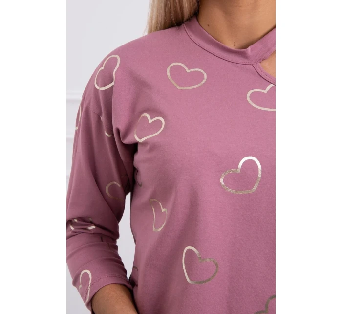 Halenka s potiskem srdce tmavě růžová